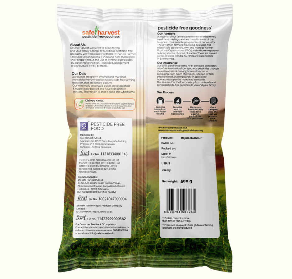 Safe Harvest Pesticide-Free Rajma Kashmiri | Natural and Healthy | No Artificial Flavours