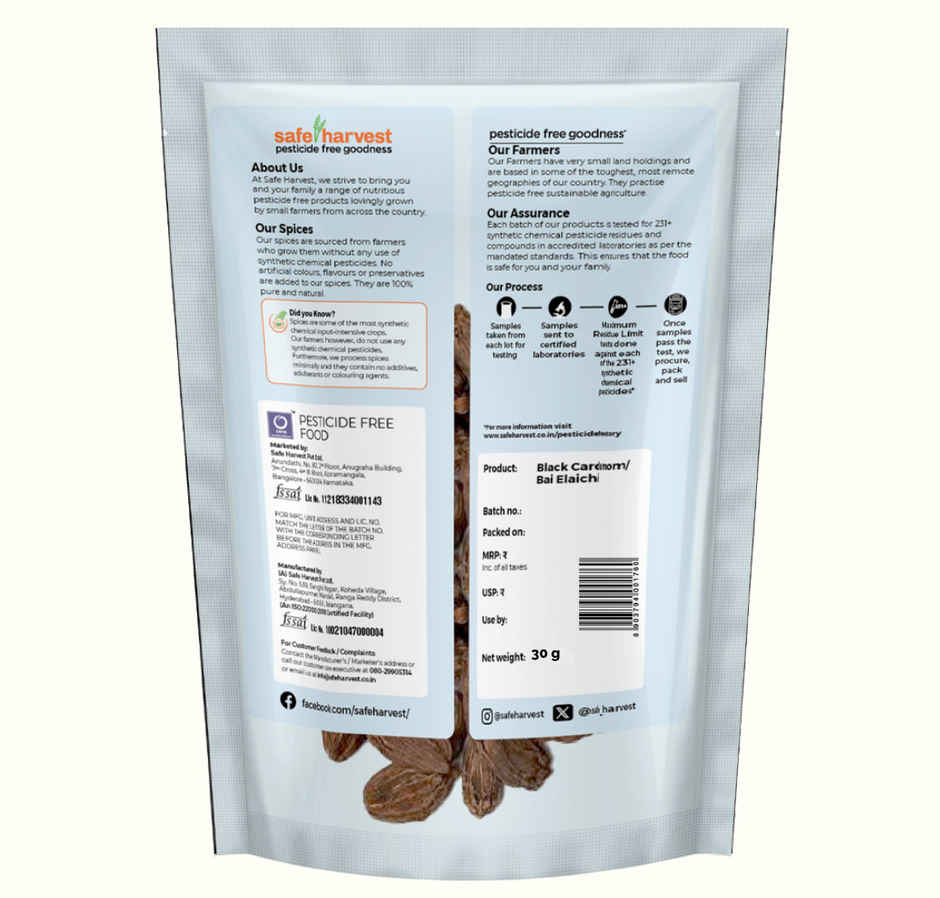 Safe Harvest Pesticide-Free Black Cardamom | Badi Elaichi