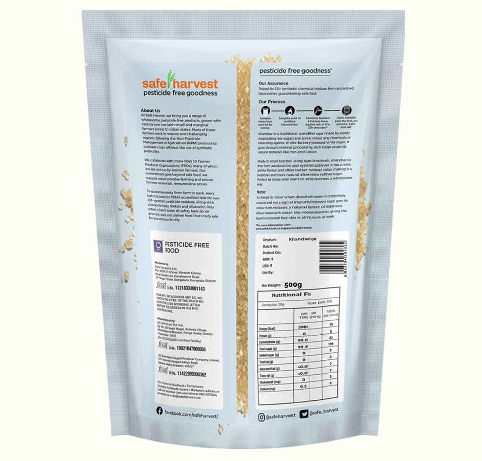 Safe Harvest Pesticide-Free Khandsari Sugar | Artisanal | No Artificial Flavors