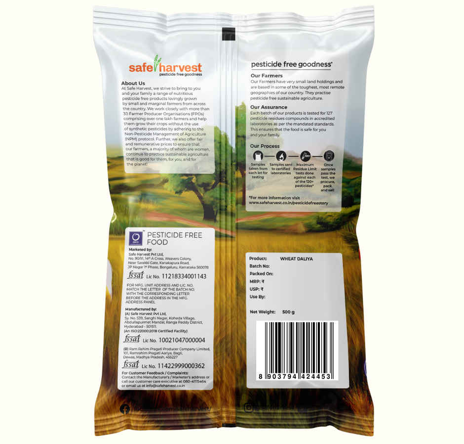 Safe Harvest Pesticide-Free Wheat Daliya