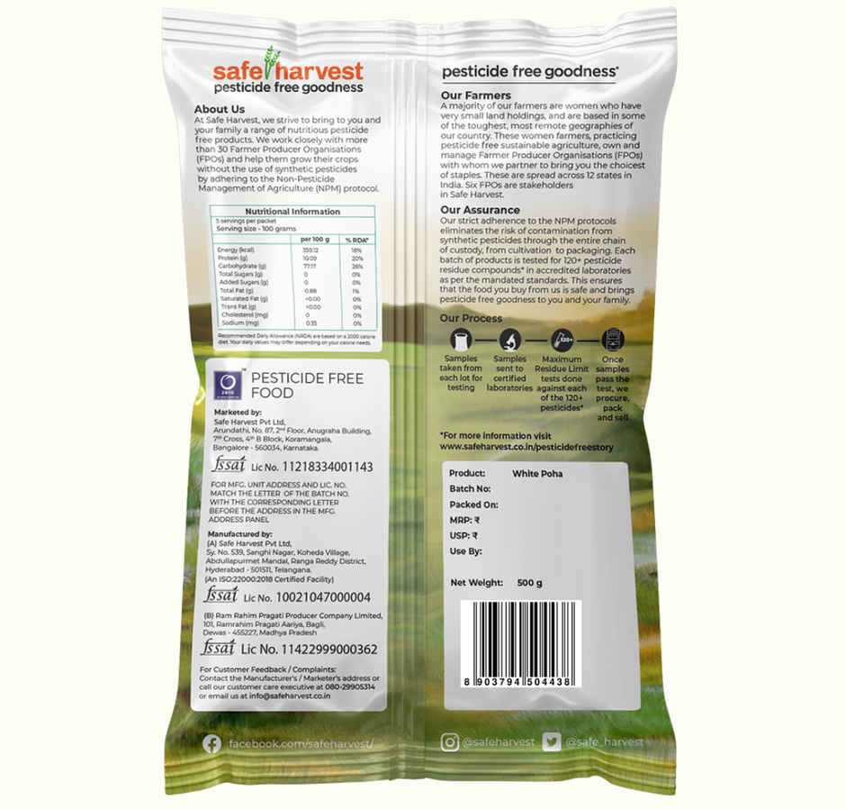 Safe Harvest Pesticide- Free White Poha