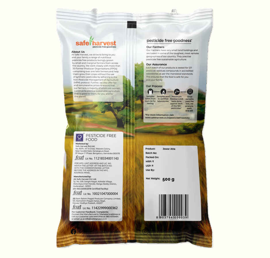 Safe Harvest Pesticide-Free Jowar Atta | Gluten Free