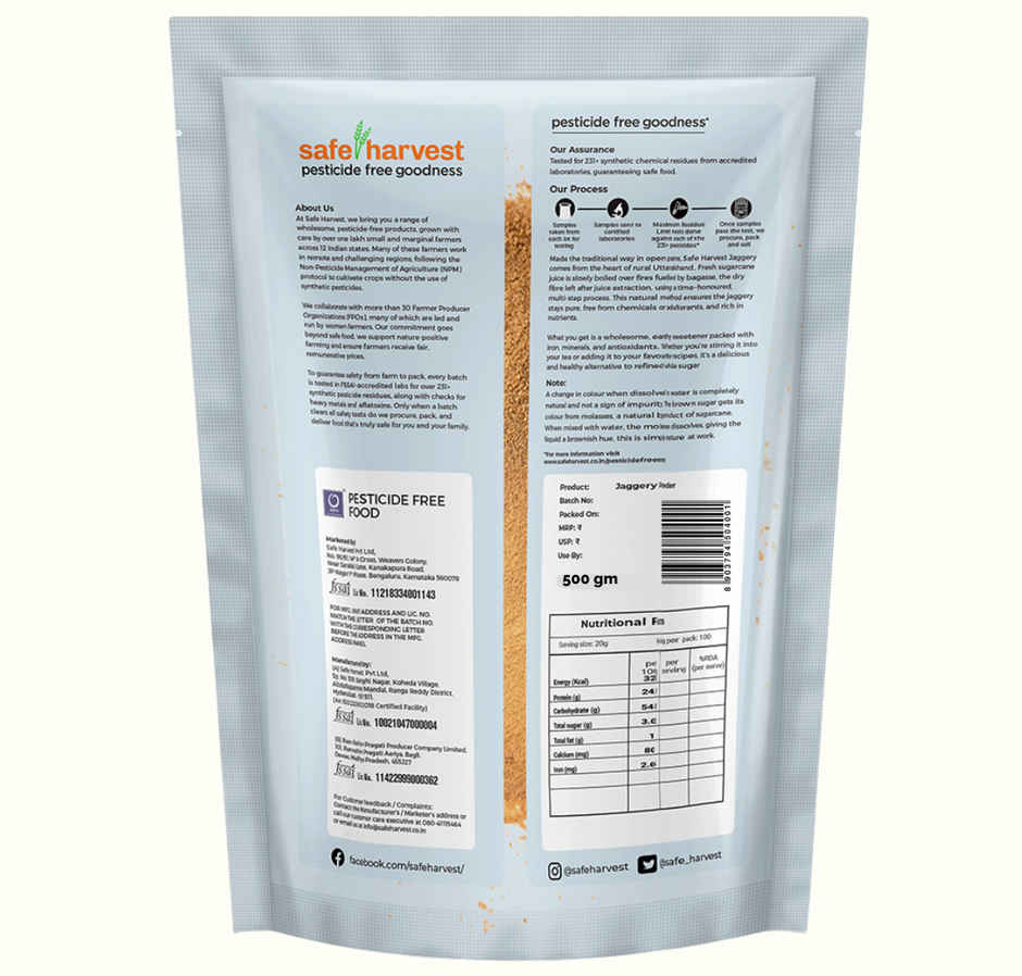 Safe Harvest Pesticide-Free Jaggery Powder