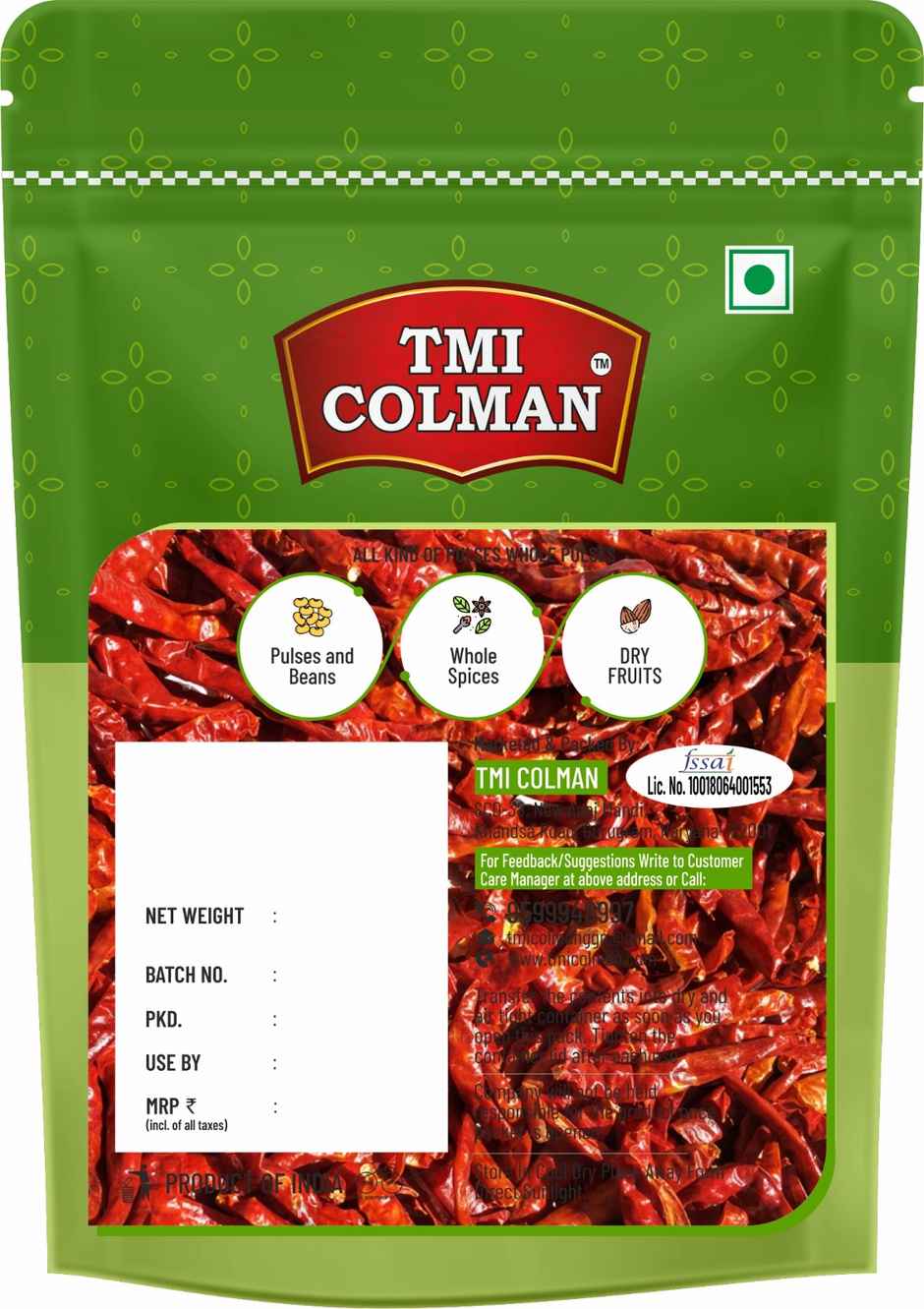 TMI COLMAN Red Chilli Whole (Stemless)