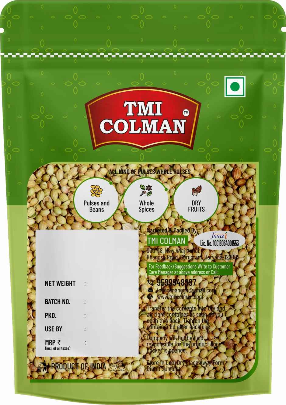 TMI COLMAN Dhaniya Sabut/Coriander Whole