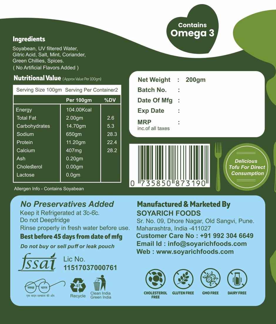 Soyarich Tofu - Mint & Chilli