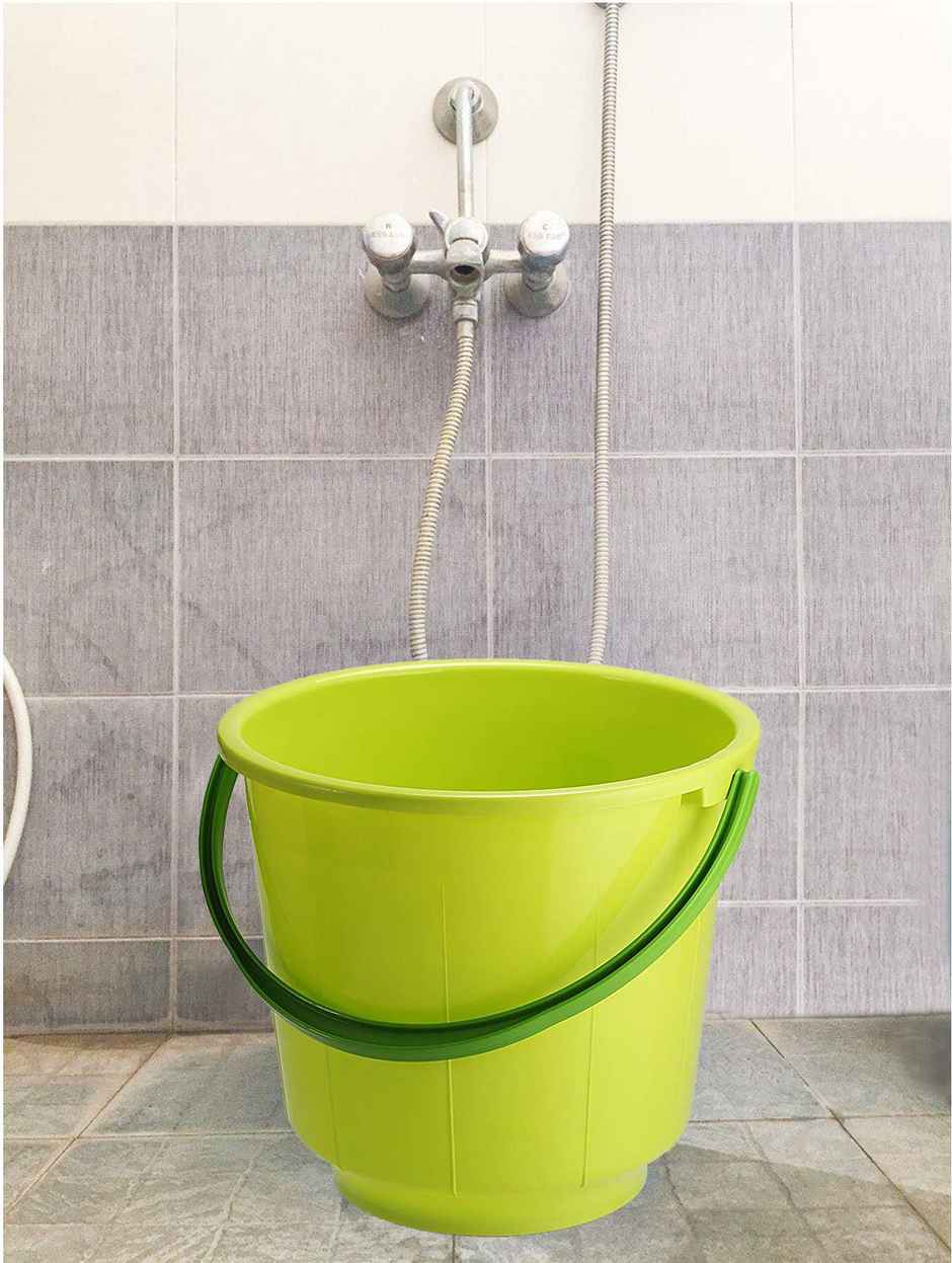 Kuber Industries Unbreakable Strong Plastic Bathroom Bucket 13 L (Green) -CTKTC42951