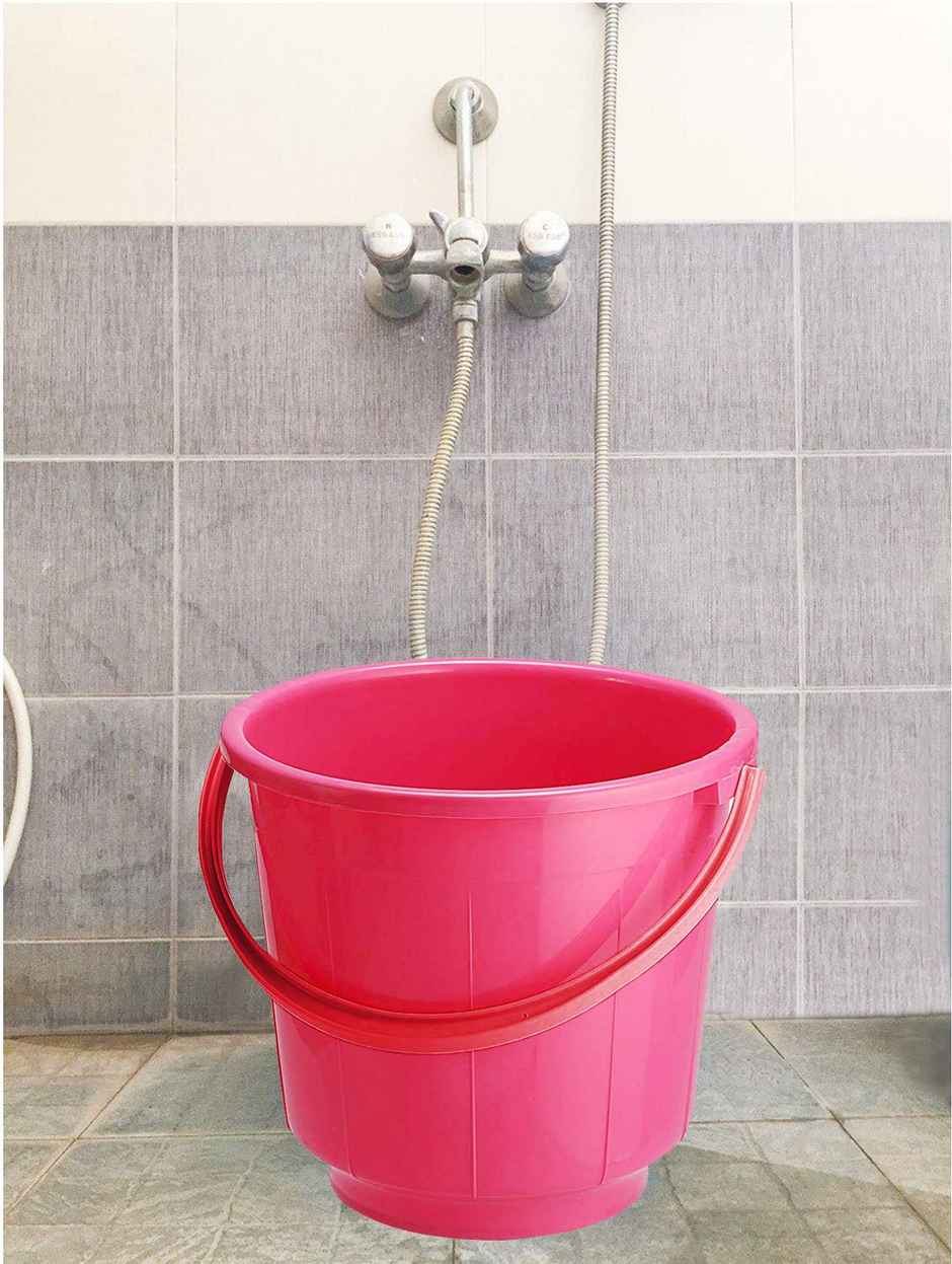 Kuber Industries Unbreakable Strong Plastic Bathroom Bucket 13 L (Pink) -CTKTC042962
