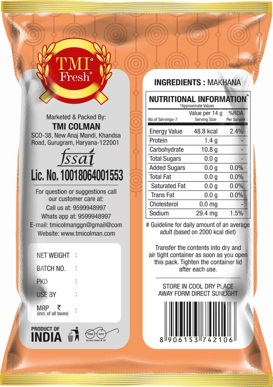 TMI COLMAN Fresh Phool Makhana