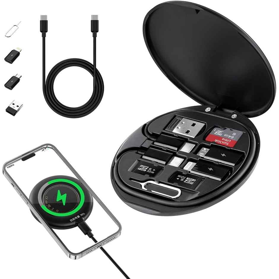 Sounce All In One 60W USB Type C Fast Charging Cable Set | Micro USB and Lightning Port | Black