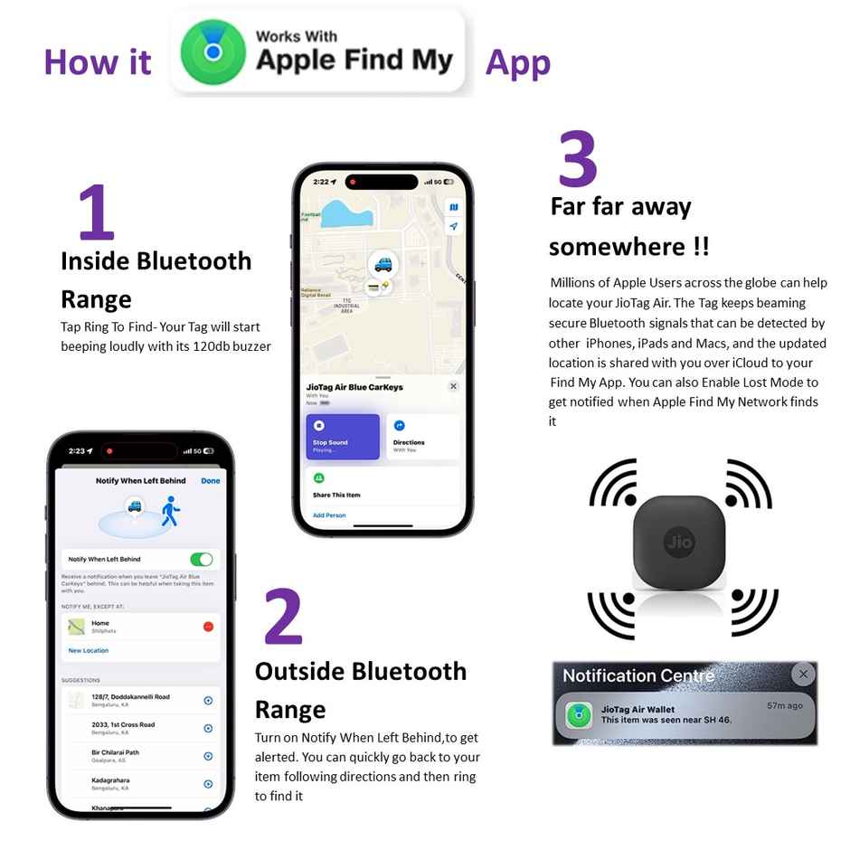 JioTag Air Item Finder, Worldwide Tracking with Apple Find My App on iPhones Wallets(Blue)