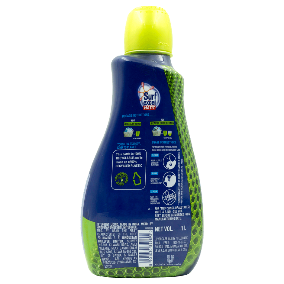 Surf Excel Matic Top Load Detergent Liquid Refill | Tough Dried Stain Removal
