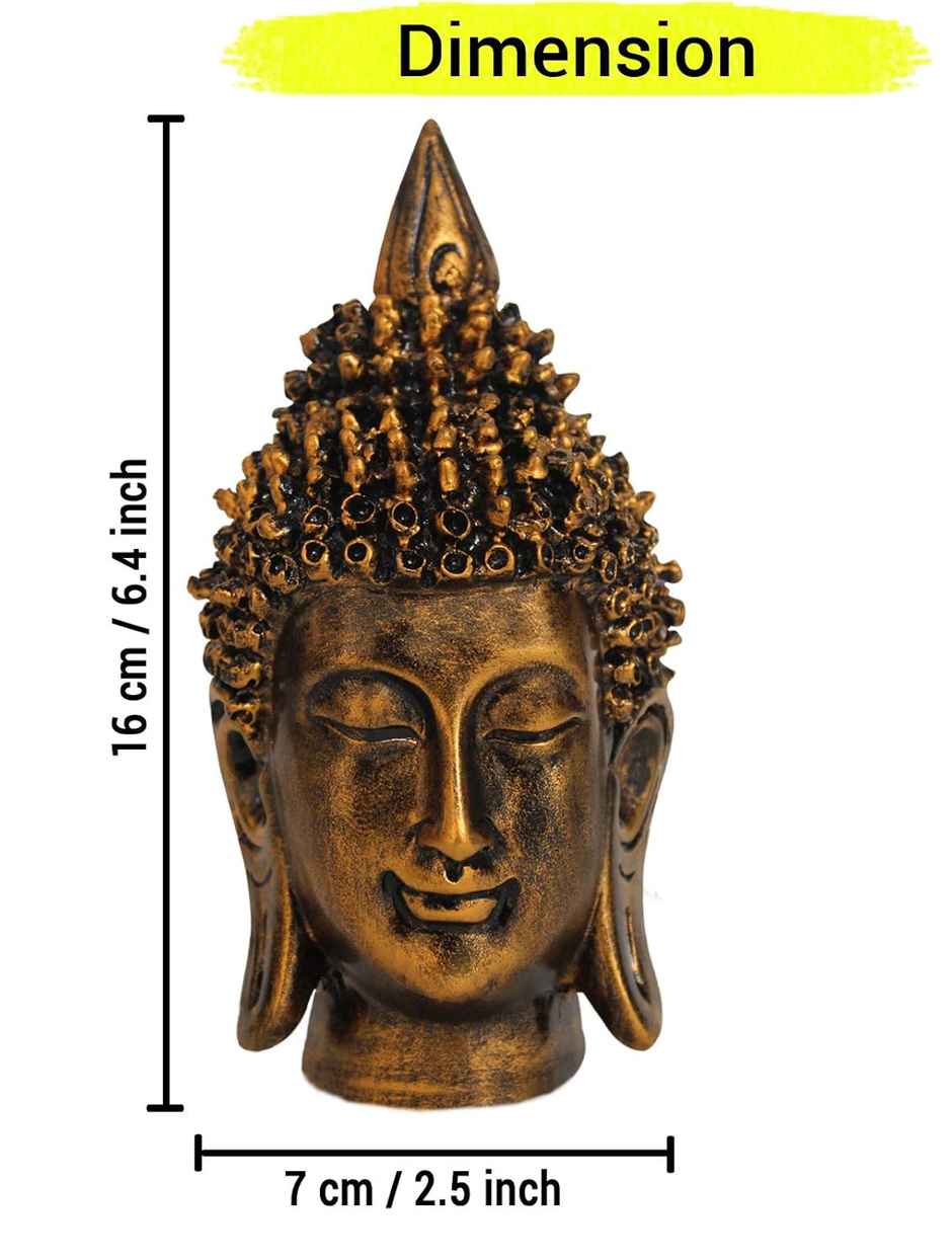 Tied Ribbons Buddha Head Statue Idol Showpiece (16 Cm)