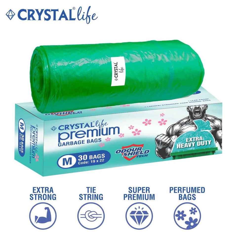 Crystal Life Premium Garbage Bag Medium Green
