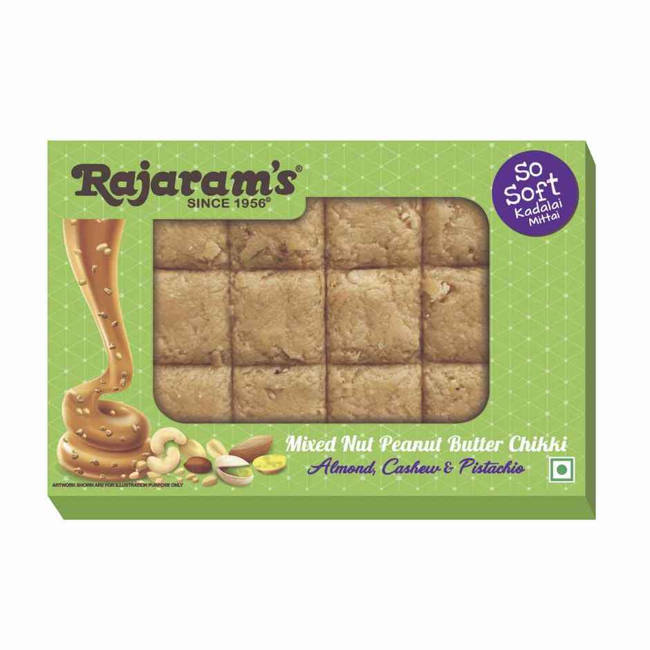 Rajaram's Mixed Nut Peanut Butter Chkki (Almonds, Cashews & Pista) Combo