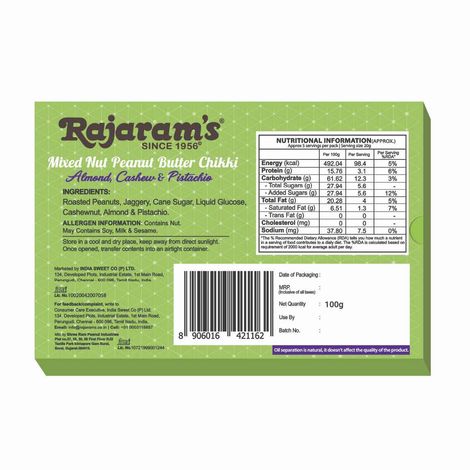 Rajaram's Mixed Nut Peanut Butter Chkki (Almonds, Cashews & Pista) Combo