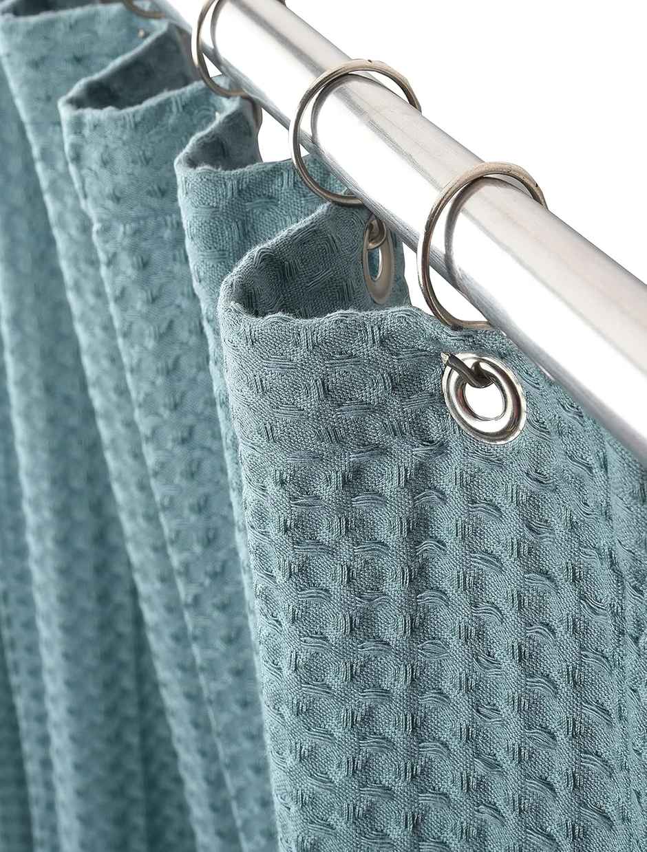 Lushomes Waffle Weave Shower Curtain - Aqua Blue | Thick Fabric | 70 x 72 inch | Rust-Resistant
