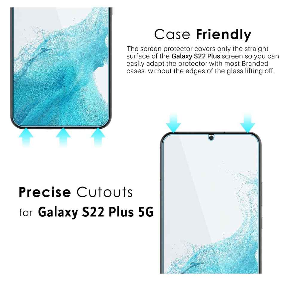 Kapaver Galaxy S22 Plus Tempered Glass Screen Protector Guard | Easy Fit - 2 Pack