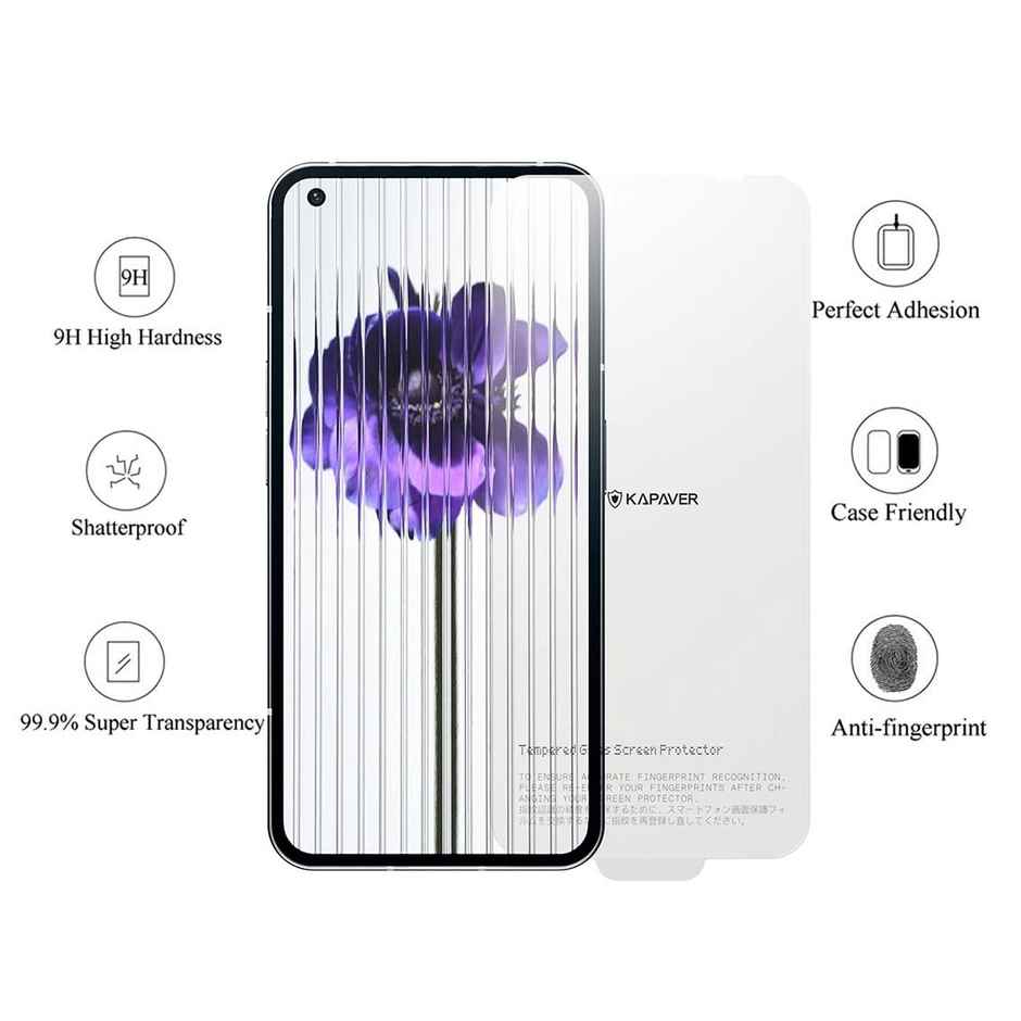 Kapaver Nothing Phone 1 Tempered Glass Screen Protector Guard | Glas - 1 Pack
