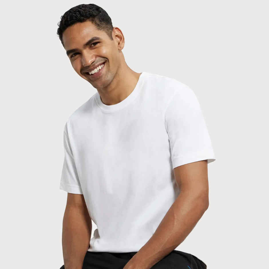 Jockey Men Cotton Rich Round Neck Half Sleeve T-shirt | White - M