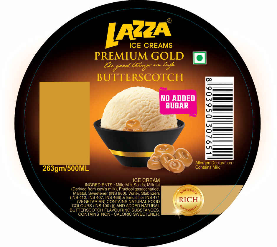 Lazza Sugar Free Butterscotch Ice Cream Tub