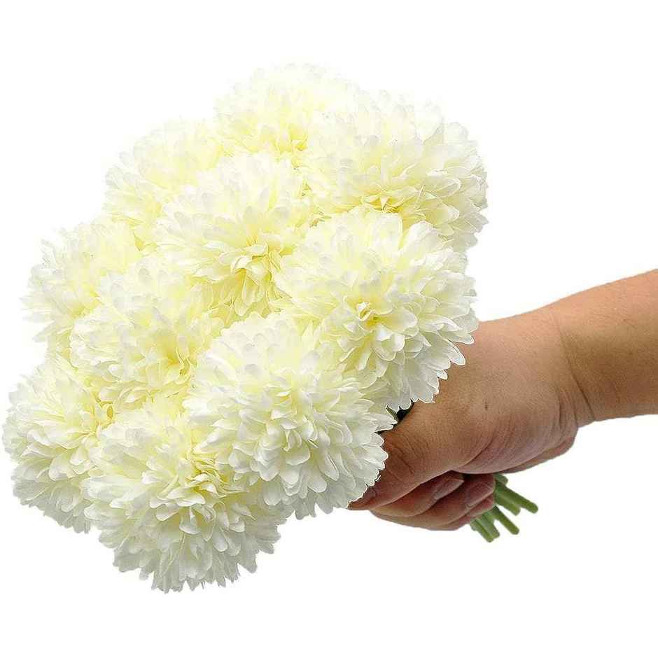Tied Ribbons Set Of 6 Artificial Ball Flowers Bunches Without Vase