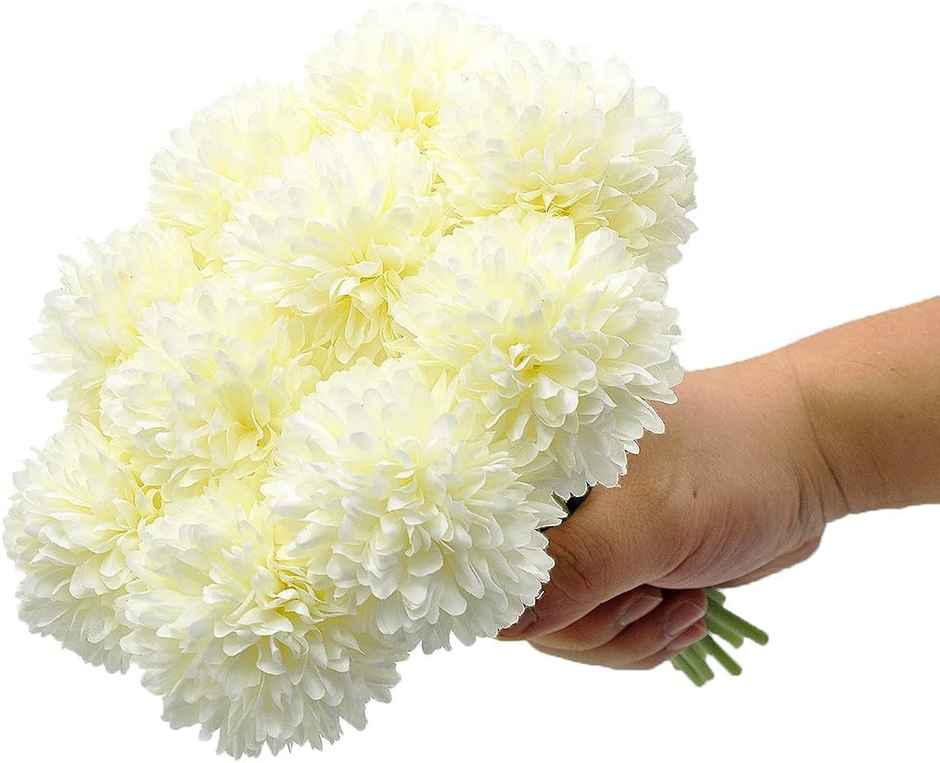 Tied Ribbons Set Of 6 Artificial Ball Flowers Bunches Without Vase