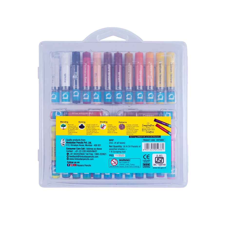 Apsara Oil Pastels 26 Shades - Plastic Box | Smooth Coloring