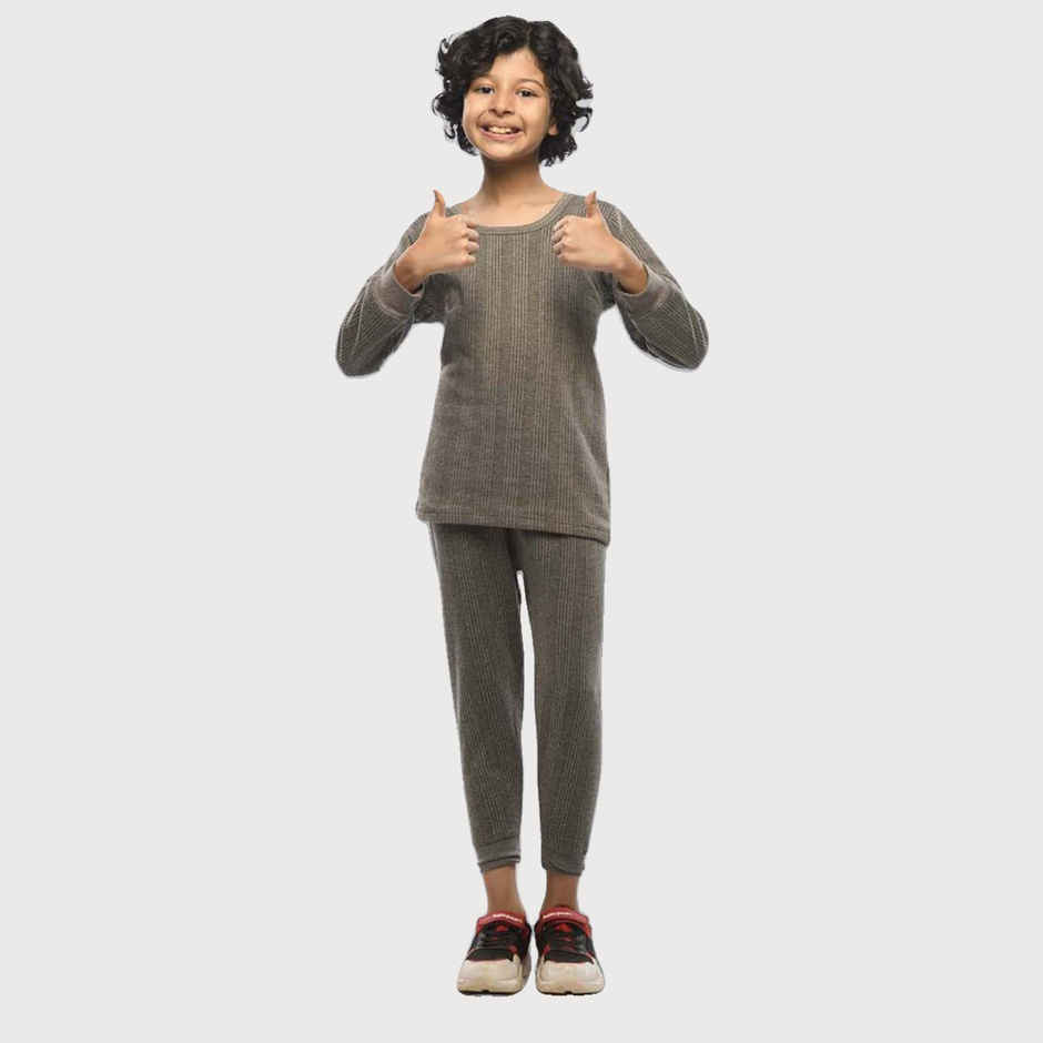 Lux Inferno Thermal Top and Bottom Set for Kids | Charcoal | 70