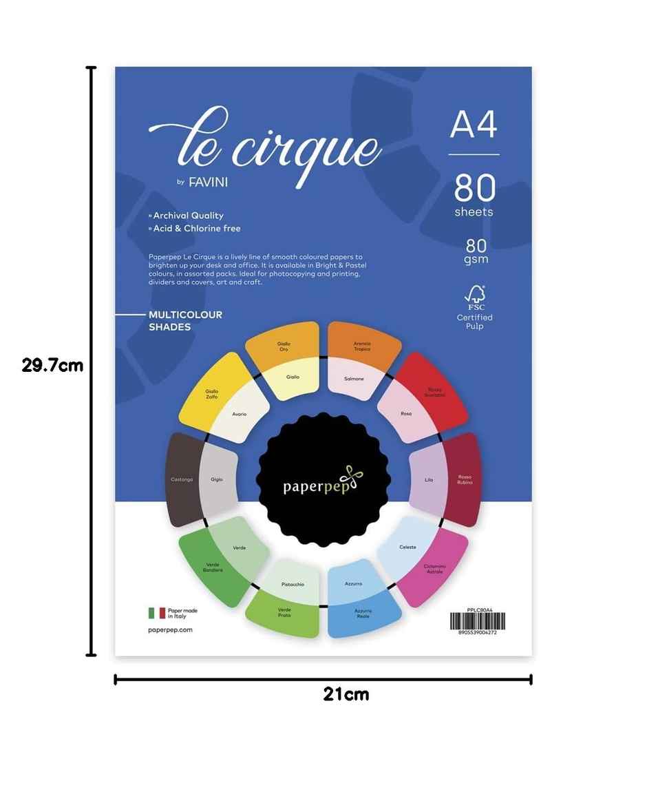 Paperpep Le Cirque 80Gsm A4 Multicolor Shades Assorted Pack Of 80 Sheets
