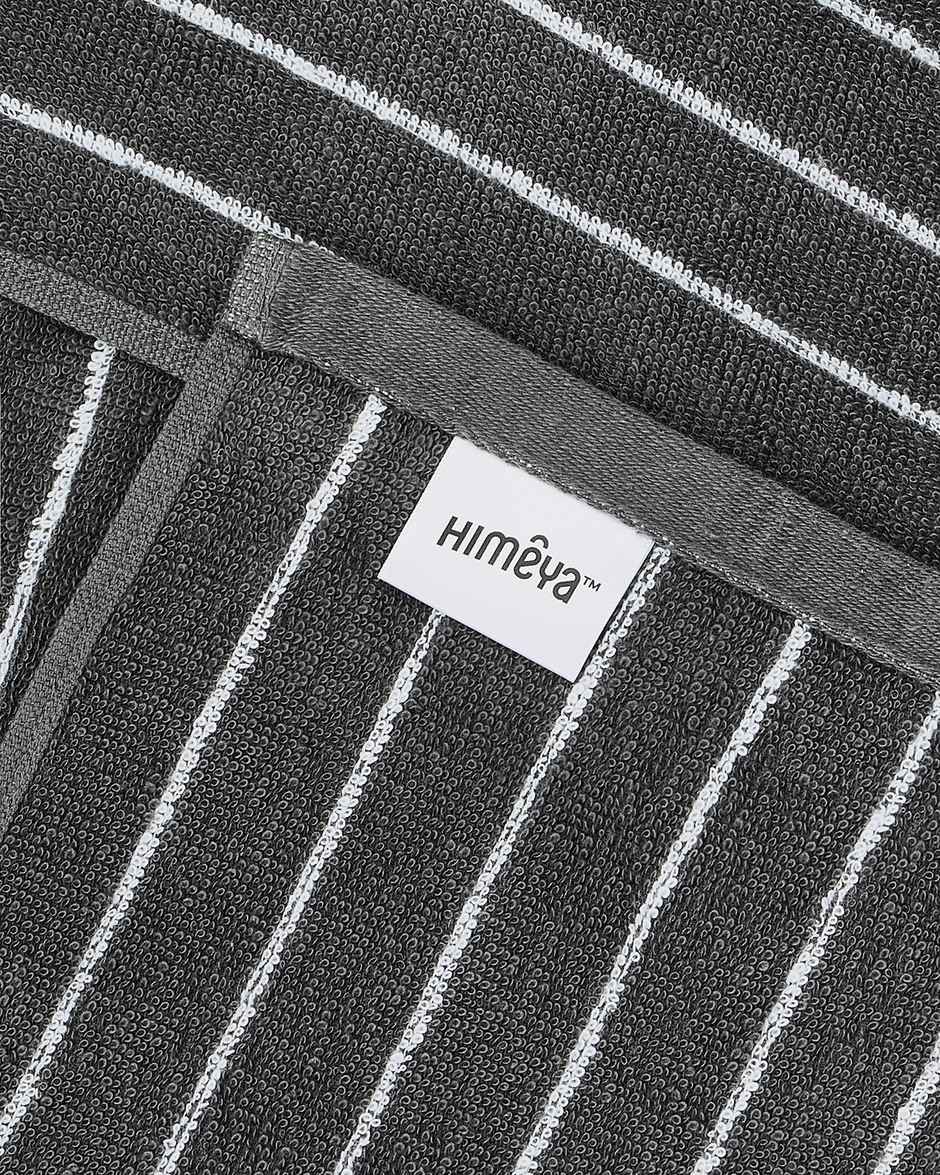 Himeya Pin Stripe 350 GSM Cotton Bath Towel | Neutral Charcoal