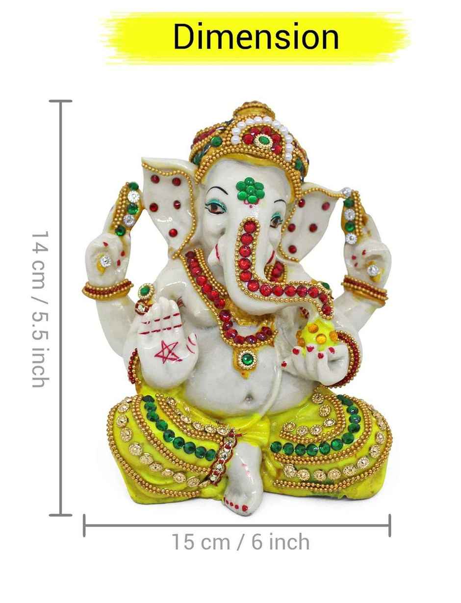 Tied Ribbons Ganesh Idol Statue Showpiece (15 Cm)