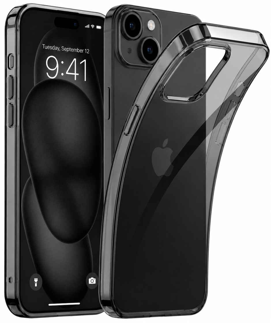 ExpressB For iPhone 15 Plus Case Cover Clear Transparent | Thin Soft Back - Clear Black