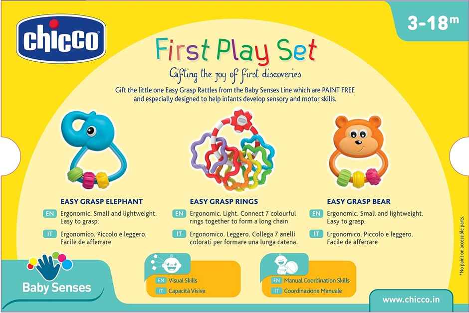 Chicco Premium Rattles Gift Set for Babies | Paint Free