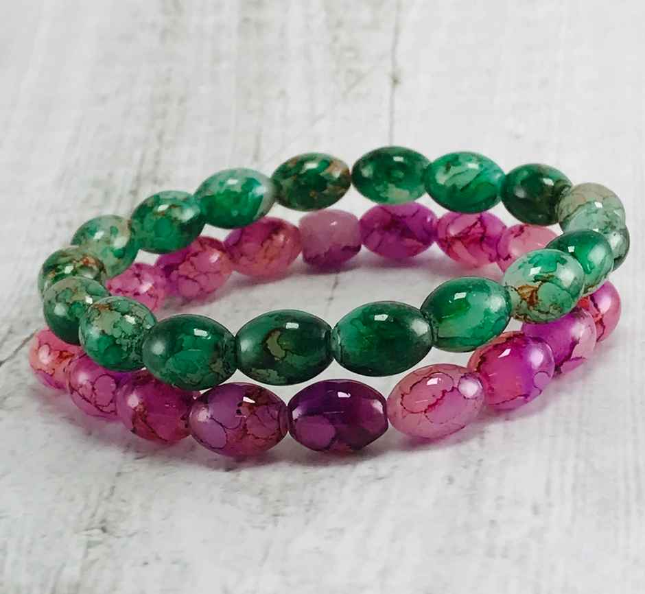Gullak Glass Beads Stretch Band | Pack Of 2 (Colour May Vary)