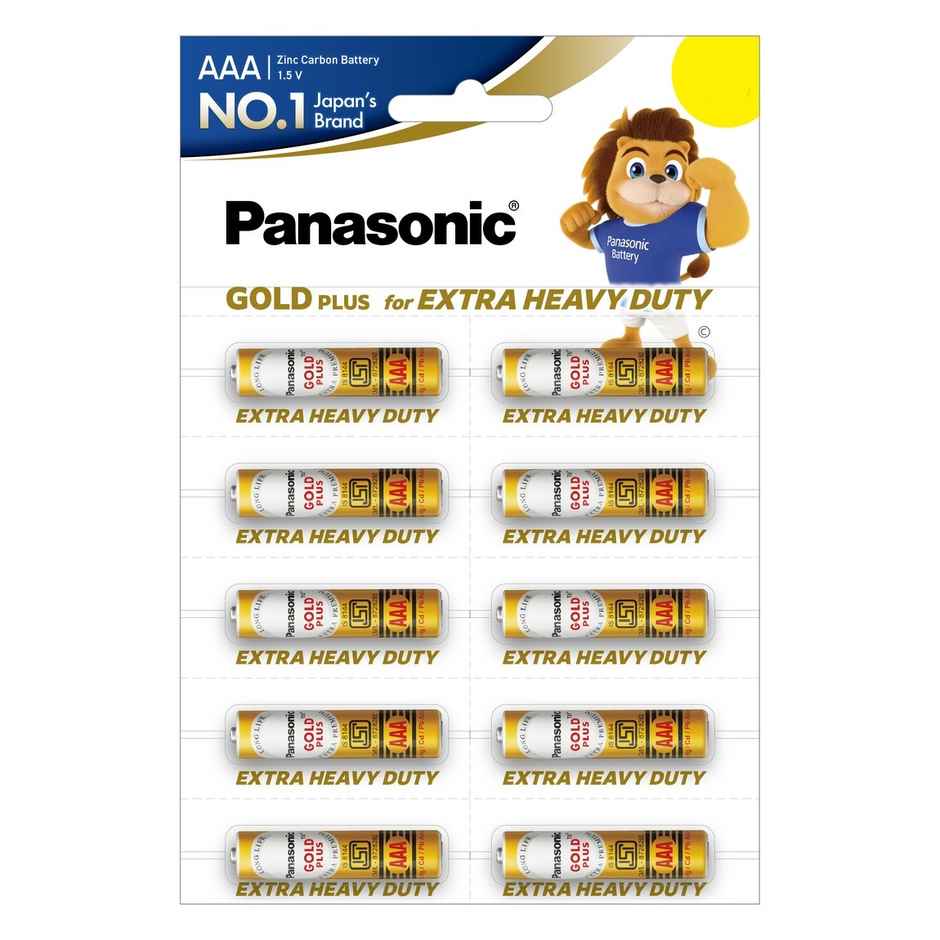 Panasonic Gold Plus Zinc Carbon 1.5 V AAA Alkaline Batteries (Pack of 10) | Superior Quality