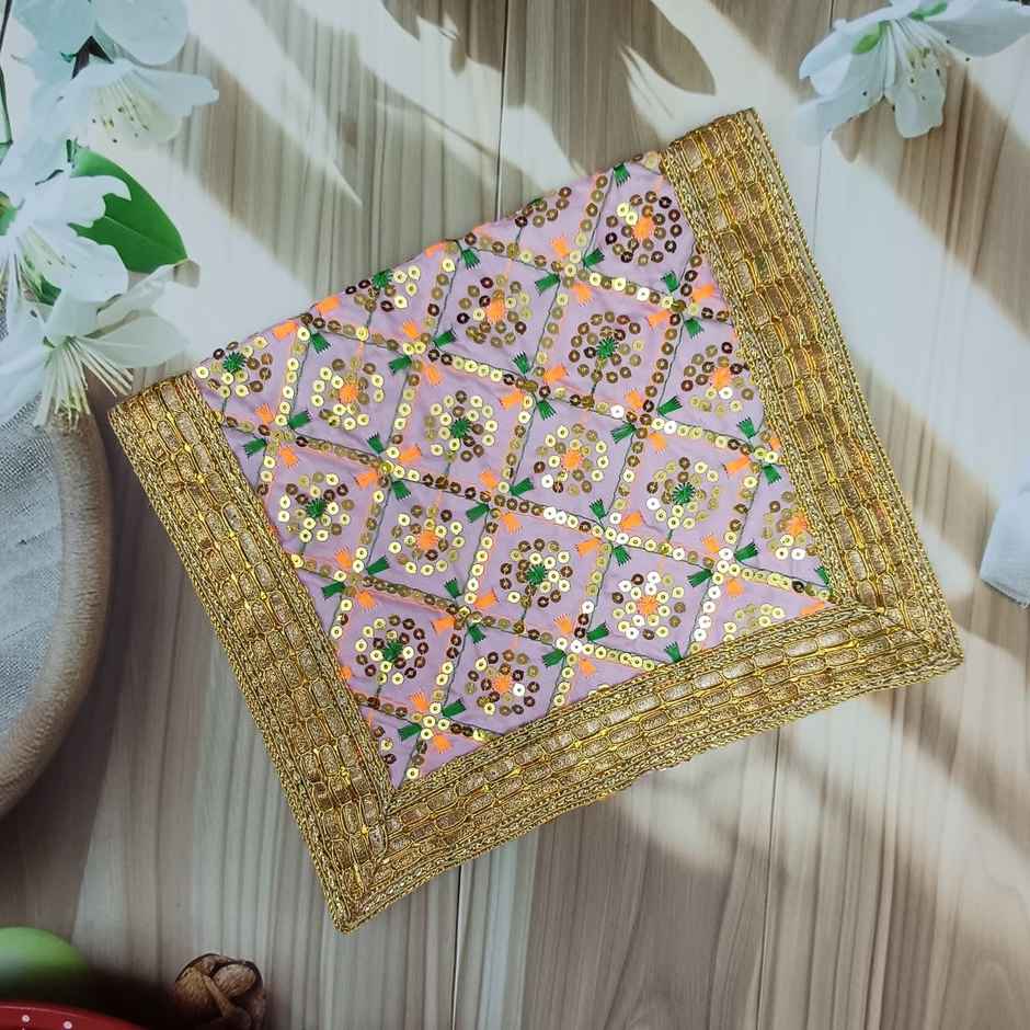 Gullak Sequins Mata Ki Chunri Floral - Pink | 10 x 26 inch
