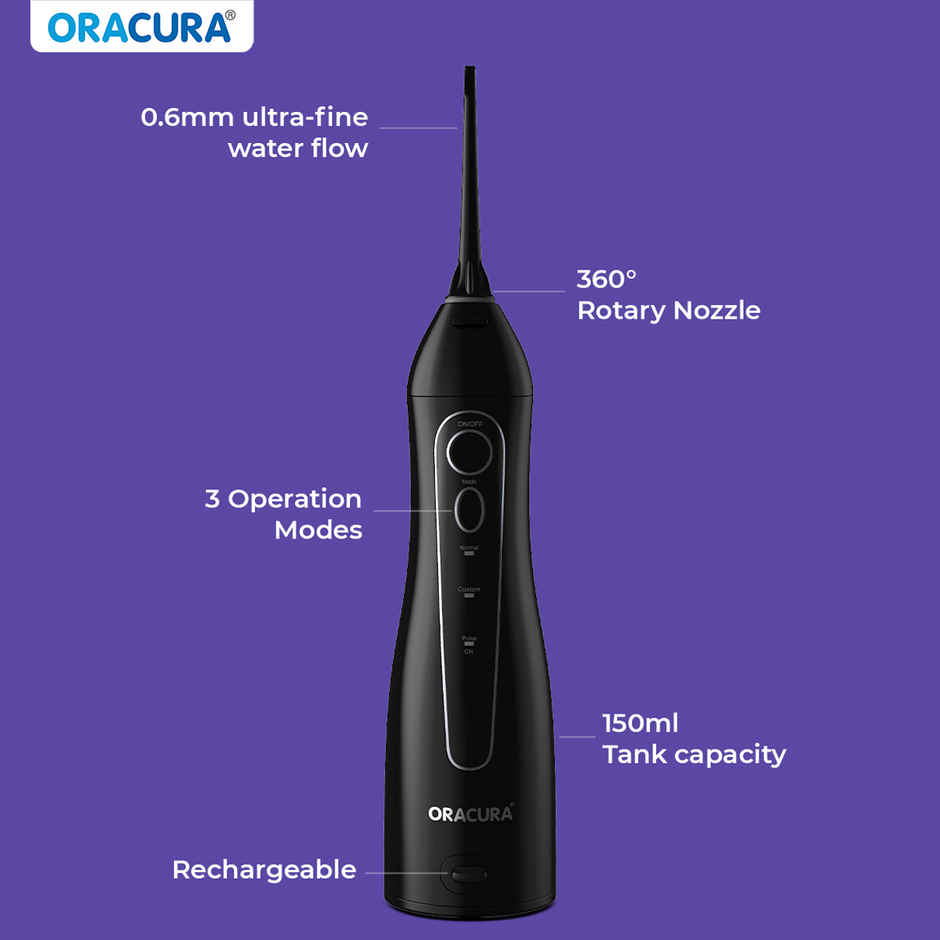 Oracura Oc150 Lite Smart Water Dental Flosser Black