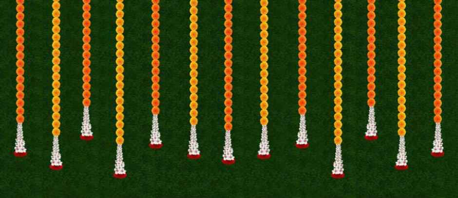 Gullak Festive Backdrop | 5 x 8 ft - Marigold Garland