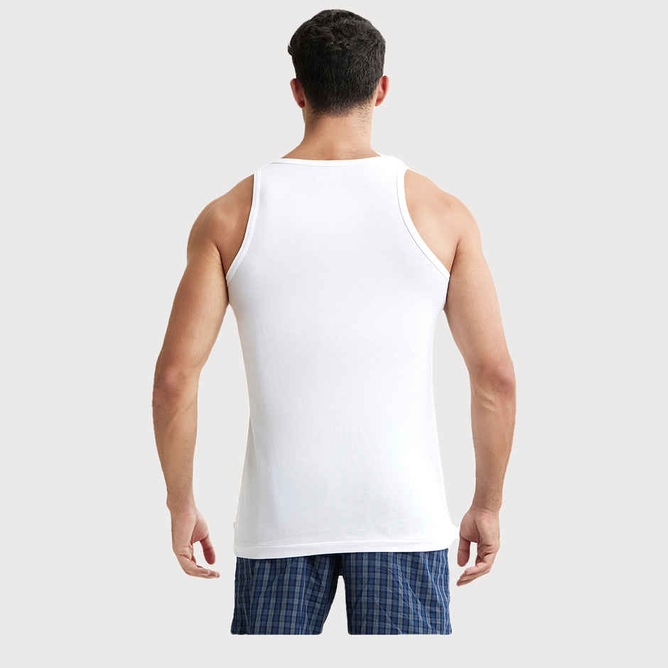 Jockey 8820 Men's Super Combed Cotton Round Neck Vest|Extended Length|Easy Tuck|PO3 | White-L