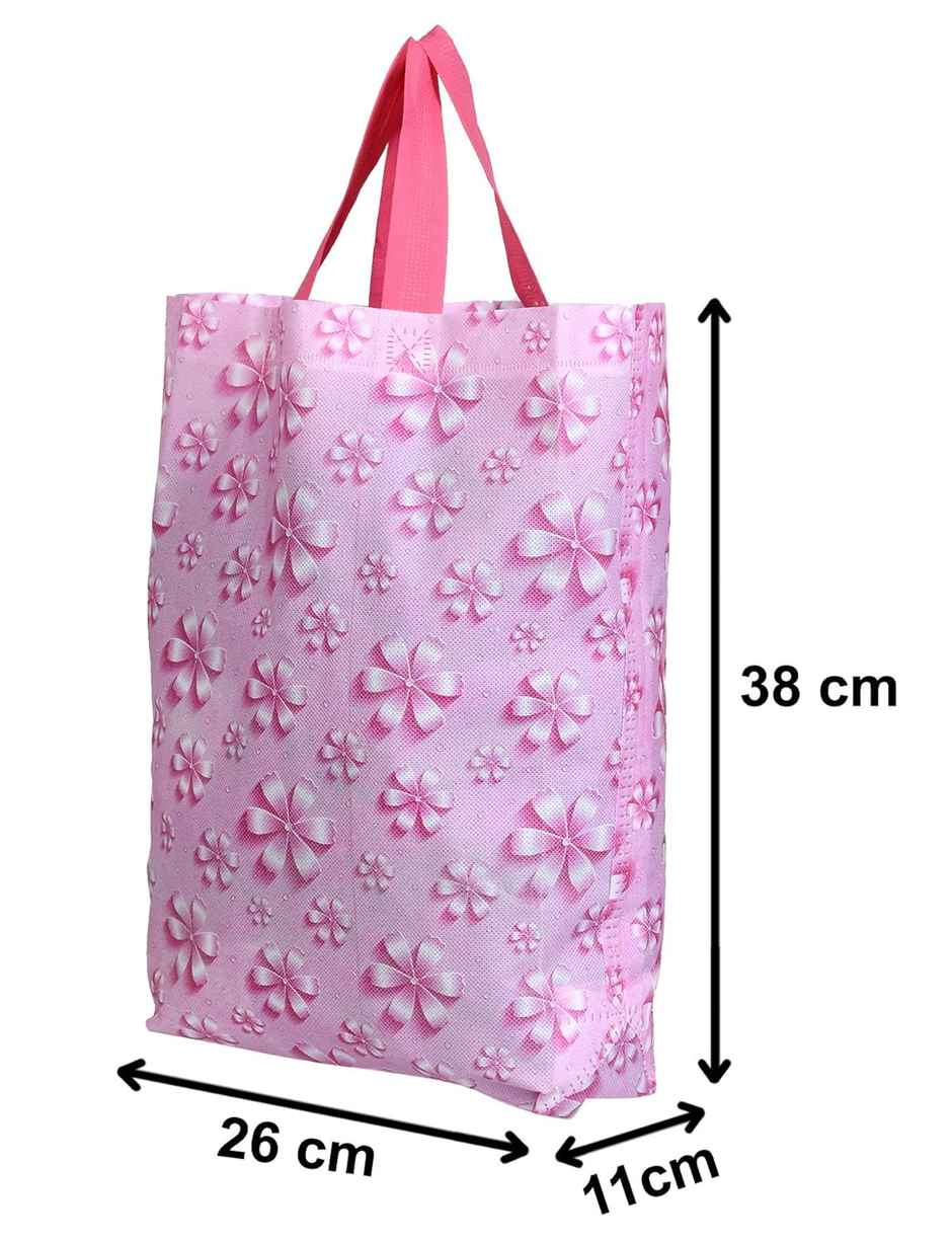 Kuber Industries Pack of 12 Non Woven Reusable Grocery Shopping Bag With Handle (Pink)