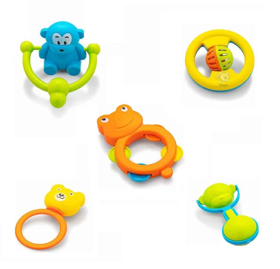 Storio Abs Baby Toys Rattles And Teethers Set| Multicolour