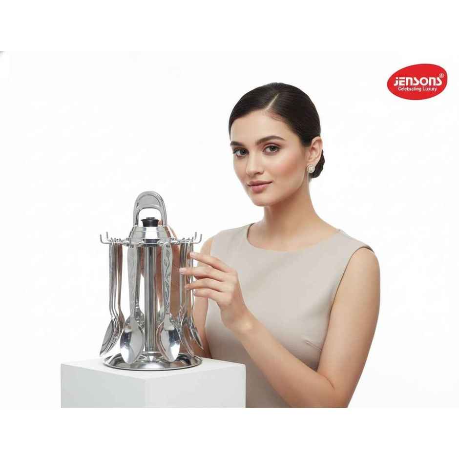 Jensons Stainless Steel Round Cutlery Set With Stand