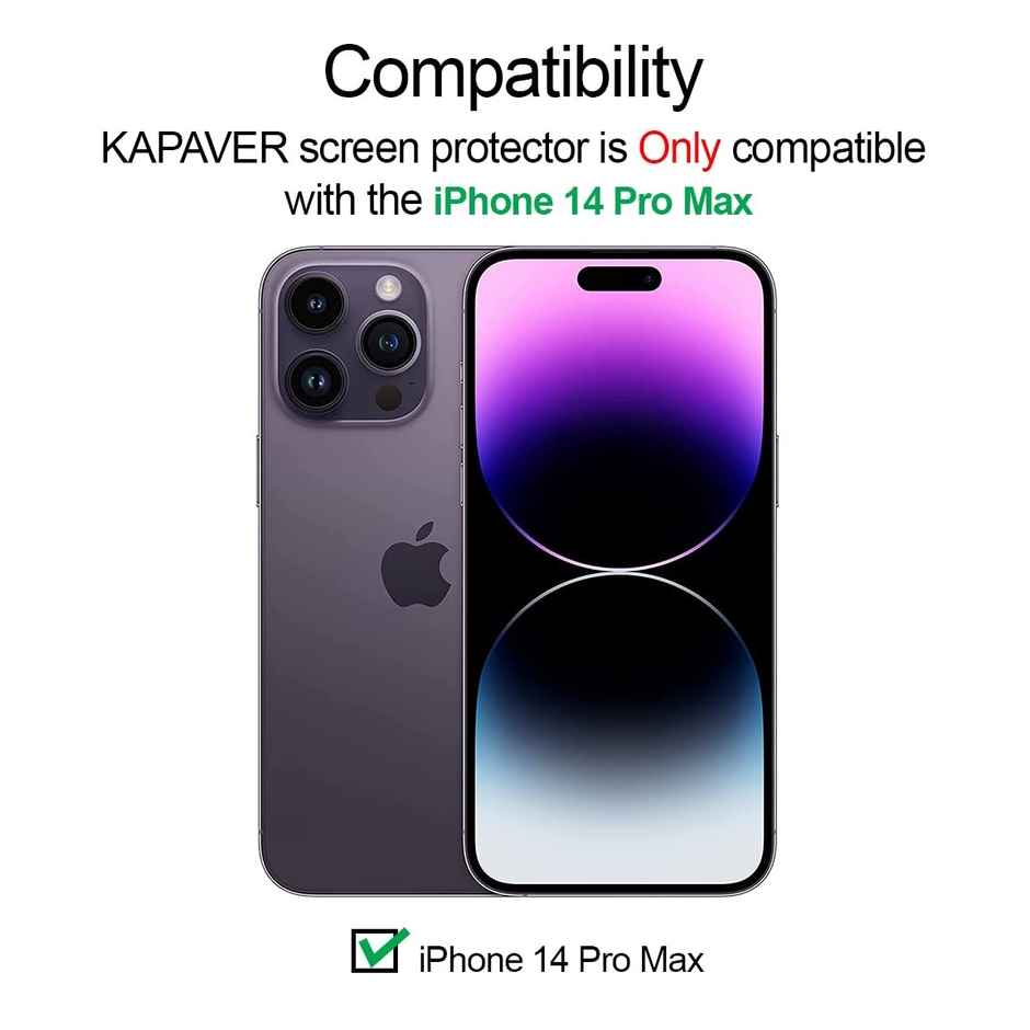 Kapaver Iphone 14 Pro Max Tempered Glass Screen Protector Guard | Easy Fit - 2 Pack