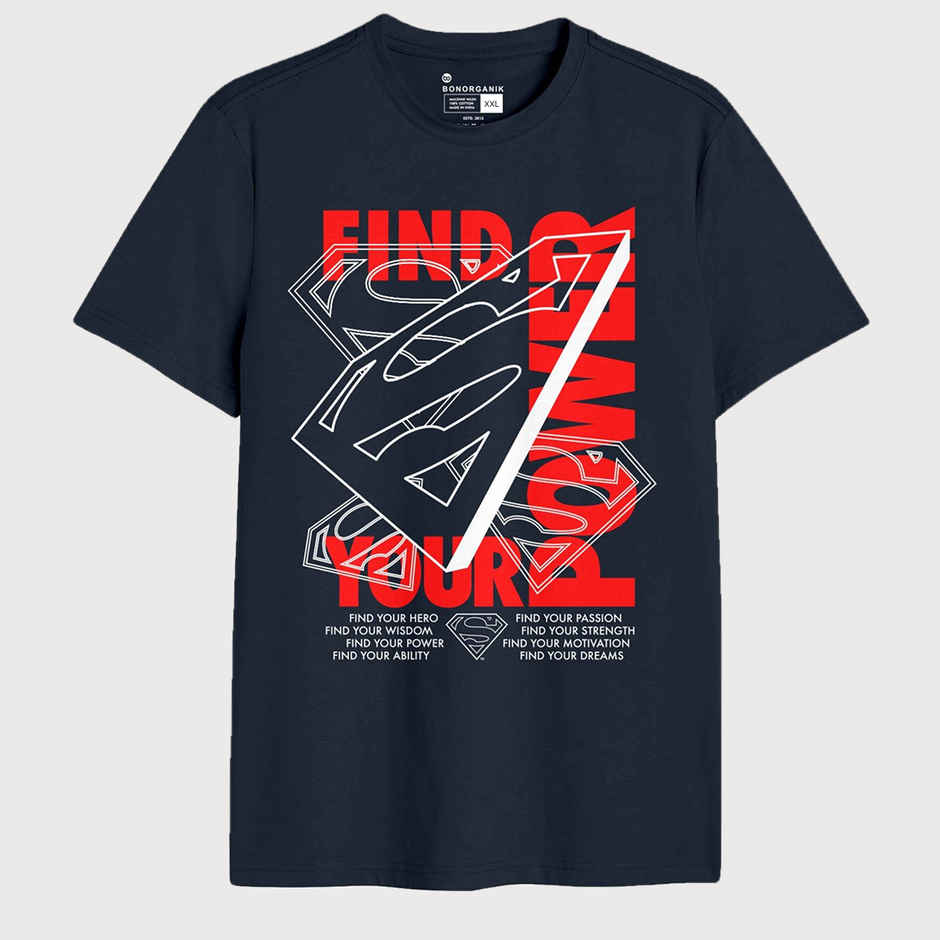 Bonorganik Men's Power Graphic Printed T-shirt | Navy - XXL