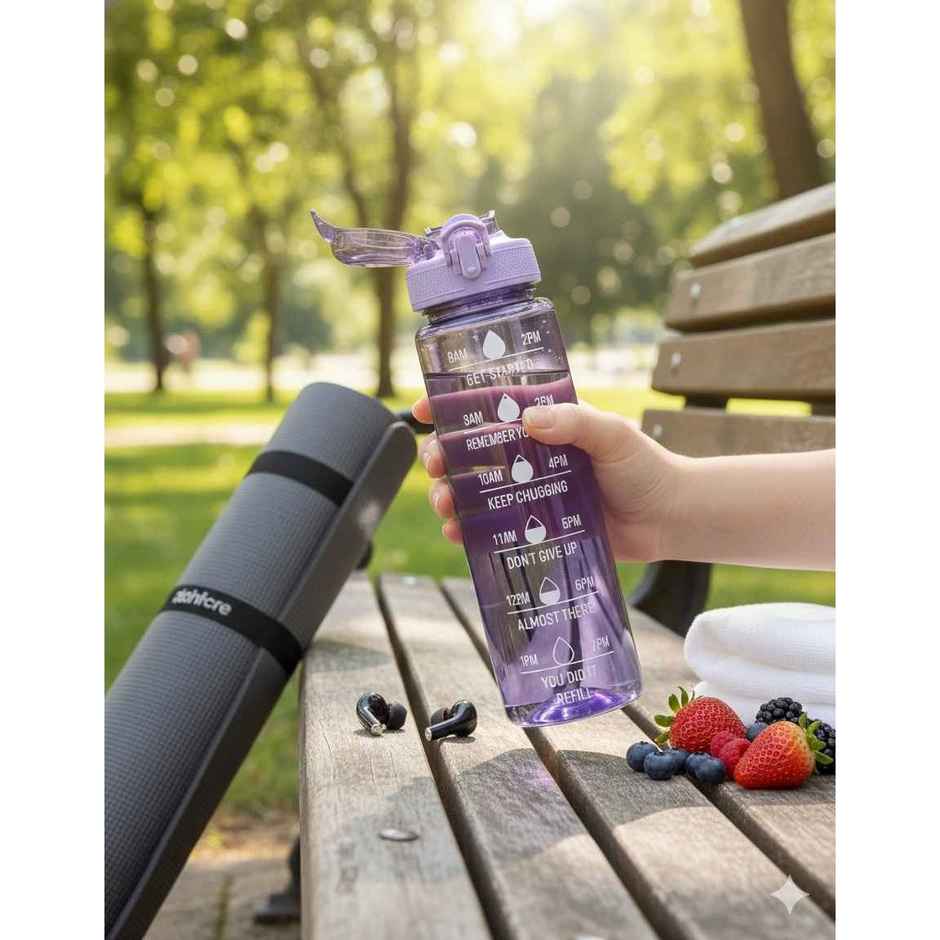 2Mech Motivational Time Marker Water Bottle | Purple - 1 L