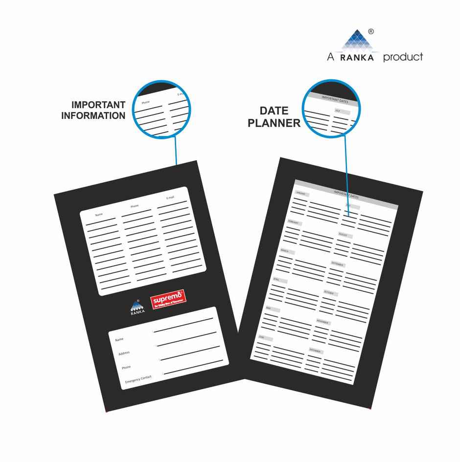 Ranka Supremo B5 - Executive Diary ,Spiral Notebook 70 Gsm, Single Ruled, 160 Pages, Wiro Binding