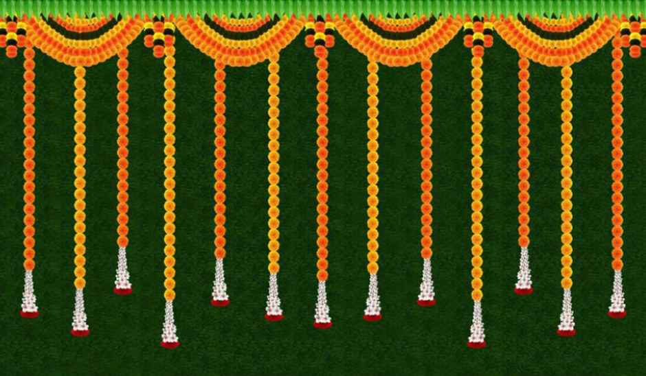 Gullak Festive Backdrop | 5 x 8 ft - Marigold Garland