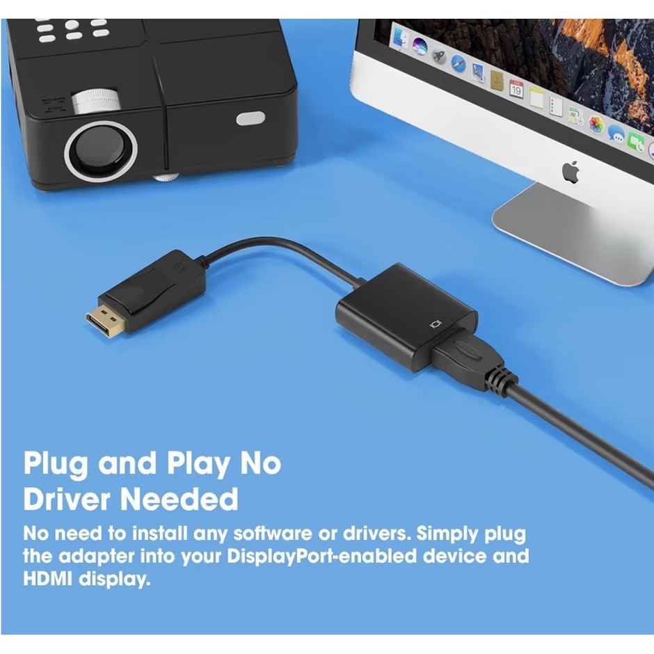 Sounce Display Port to HDMI Adapter, 1080p Display Port DP to HDMI Cable Male to Female Port Support Video & Audio Compatible with Computer, PC, Monitor, Projector, HDTV (Not Bidirectional)