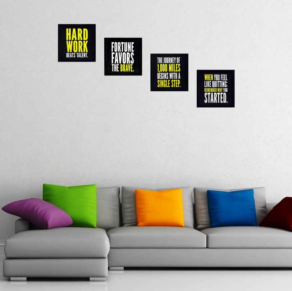 Indianara Set of 4 Framed Motivational Quotes Art Wall Hanging Decor